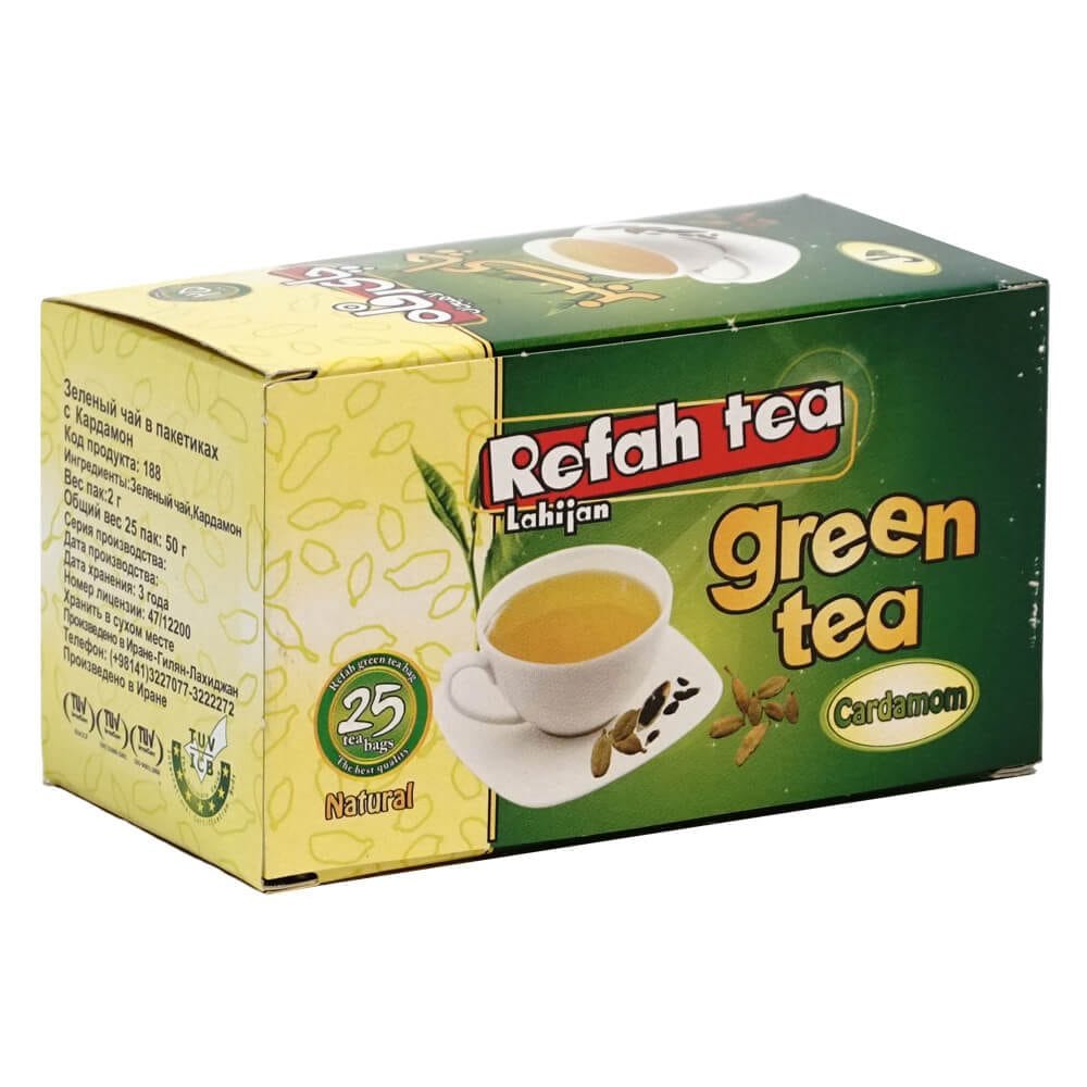 چای تی بگ سبز با هل طبیعی 25 عددی – 188