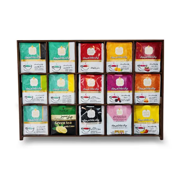 چای سیاه کیسه ای 15 طعم 75 عددی جعبه چوبی – 96522